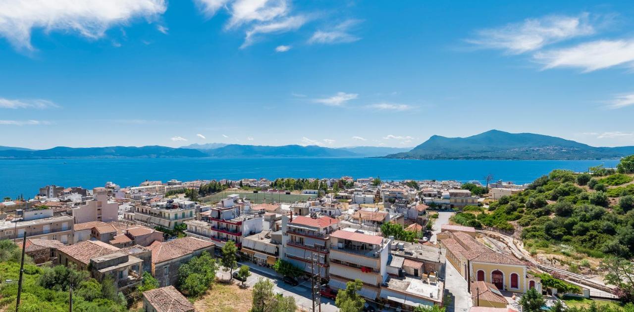 Panoramic View!Penthouse 120Qm Of Sea & Mountain Villa Lutrá Edipszú Kültér fotó
